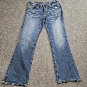 BKE Jake Straight Leg Jeans 36L Blue Faded Midrise Stretch Denim Casual